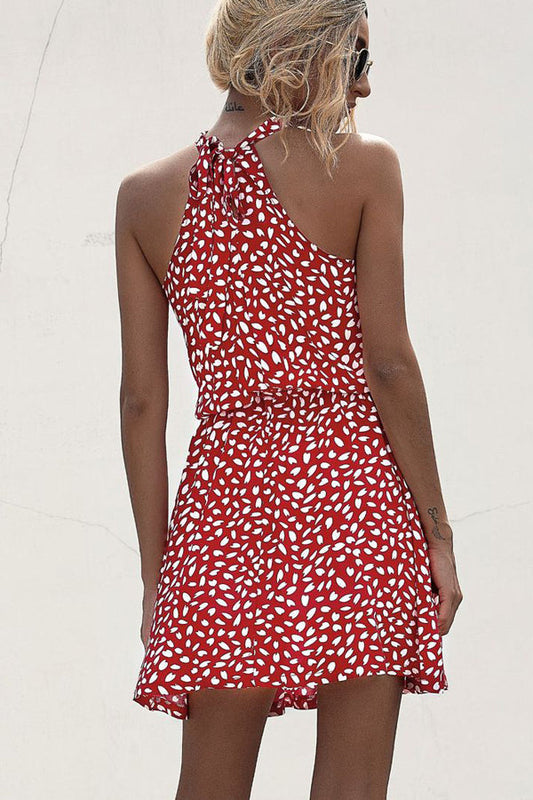 – Freizeitkleid mit Polka Dot-Print und Neckholder