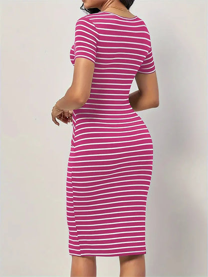 – elegantes, figurbetontes streifenkleid