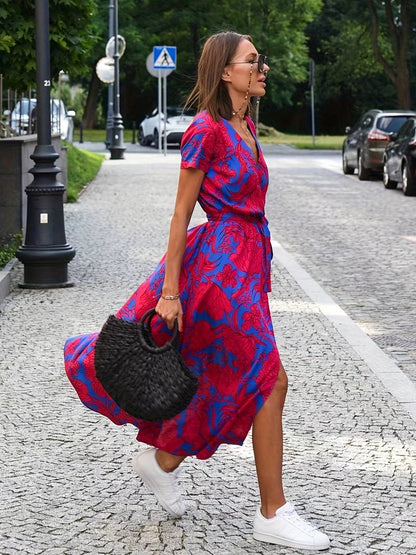 WW | Wickelkleid Mit Kurzen Ärmeln Für Frauen
