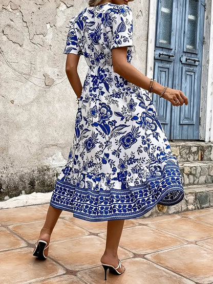 Blumenmusterkleid mit weiten Ärmeln | Delaney