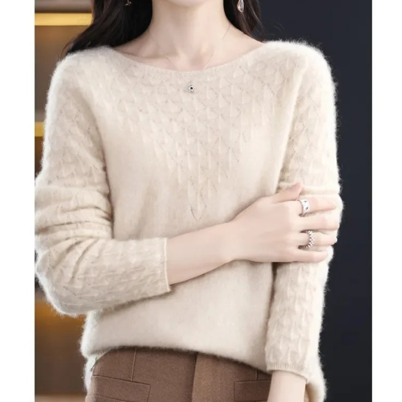 WW | Wollstrickjacke Damen Mit Strickmuster Und Rundhalsausschnitt