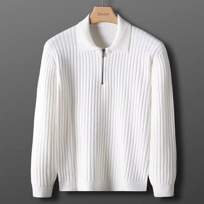 WW | Wollpullover Herren Eleganter Pullover Mit Zipper Kragen