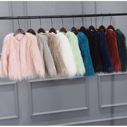 Damen Luxuriöser Kunstpelzjacke mit voluminösem Kragen Merchesia