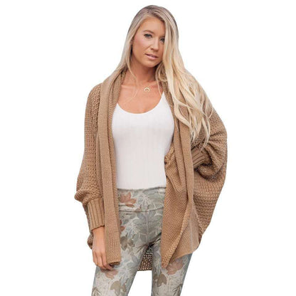 Damen Großer Strickcardigan mit voluminösen Ärmeln und elegantem Maschenmuster Merchesia
