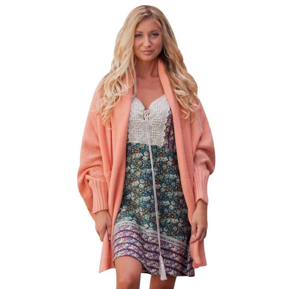 Damen Großer Strickcardigan mit voluminösen Ärmeln und elegantem Maschenmuster Merchesia