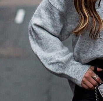 Damen lässiger Pullover mit ballonförmigen Ärmeln und elegantem Schnitt Merchesia