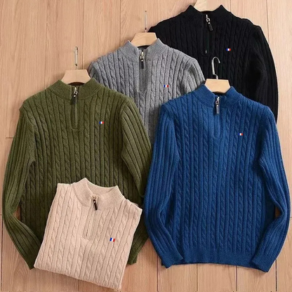 WW | Zopfstrick-Herrenpullover mit Reißverschluss, warm und stilvoll