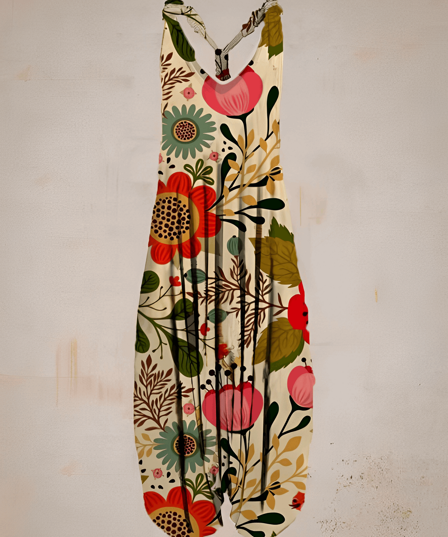 Merche ärmelloser Bohème-Jumpsuit mit Druckmotiv