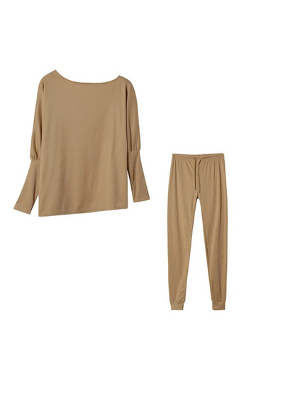 WW | Damen Hausanzug Modisches Off Shoulder Oberteil Und Leggings Satz
