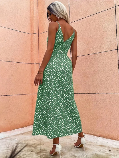 – cami-kleid mit v-ausschnitt und allover-print