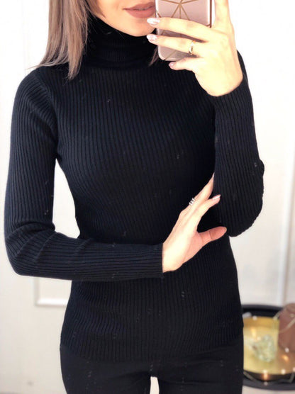 Damen Rollkragenpullover aus feinem Rippstrick Merchesia