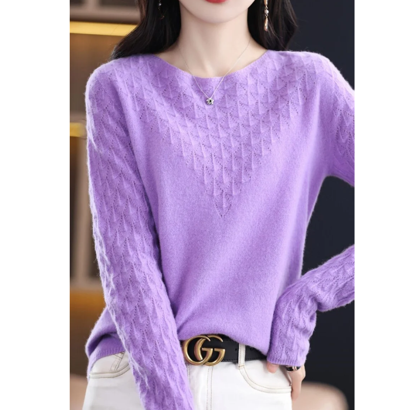 WW | Wollstrickjacke Damen Mit Strickmuster Und Rundhalsausschnitt