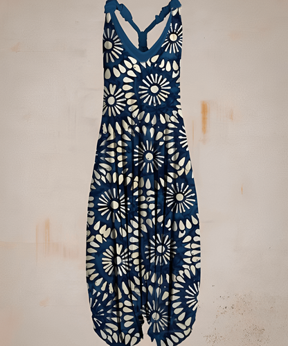 Merche ärmelloser Bohème-Jumpsuit mit Druckmotiv