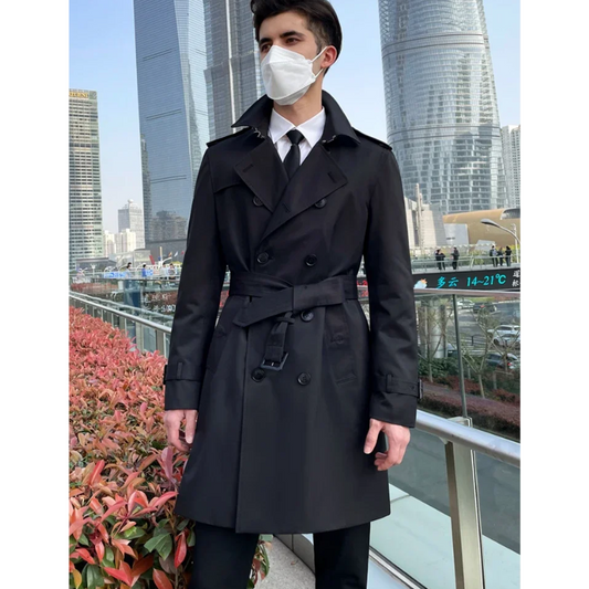 WW | Wasserabweisende Mantel Jacke Herren Klassischer Trenchcoat Mit Gürtel