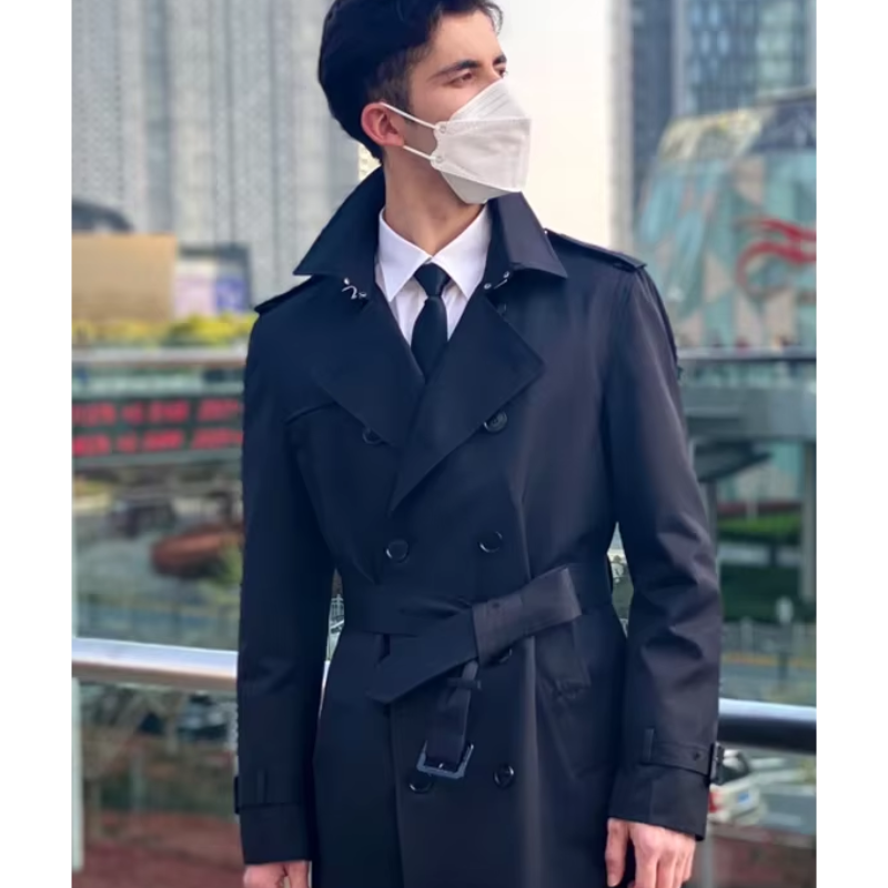 WW | Wasserabweisende Mantel Jacke Herren Klassischer Trenchcoat Mit Gürtel