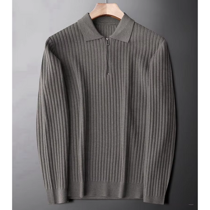 WW | Wollpullover Herren Eleganter Pullover Mit Zipper Kragen