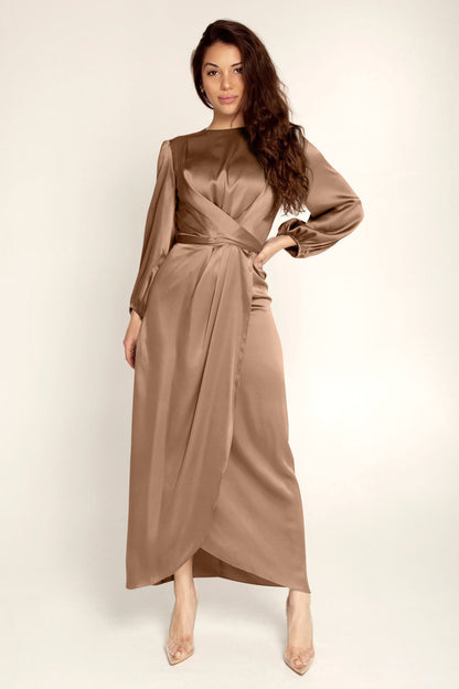 Luxuriöses Feminines Tunika-Satin-Kleid
