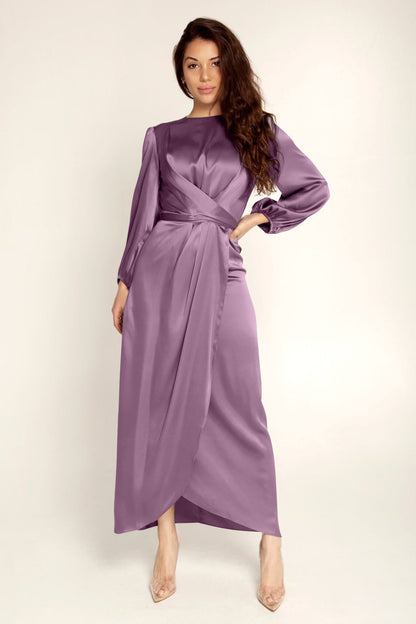 Luxuriöses Feminines Tunika-Satin-Kleid