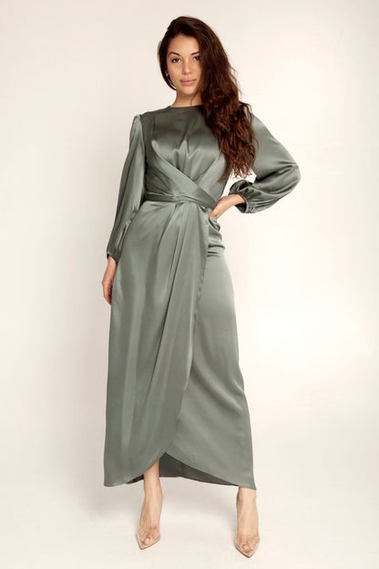 Luxuriöses Feminines Tunika-Satin-Kleid