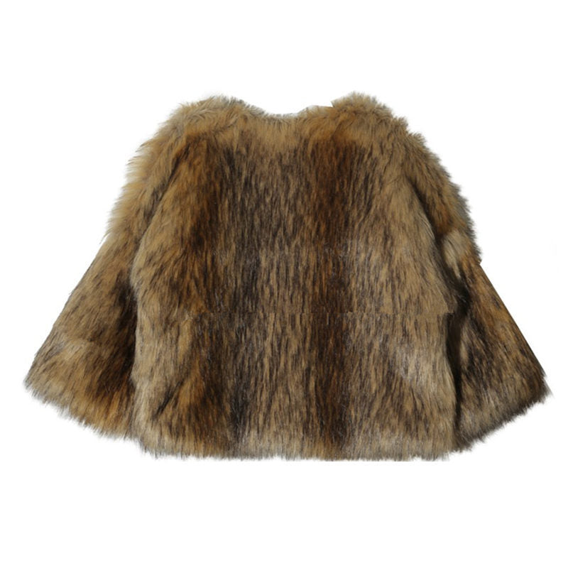 Damen Glamouröser Kunstpelz-Cropped-Mantel mit voluminösen Ärmeln Merchesia