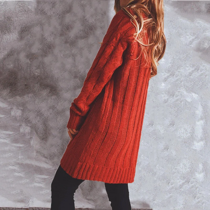 WW | Wollstrickjacke Damen Mit Zopfmuster Und Holzknöpfen, Lockere