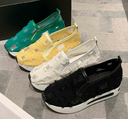 WW | Weiße Bestickte Bequeme Orthopädische Damen Sneakers