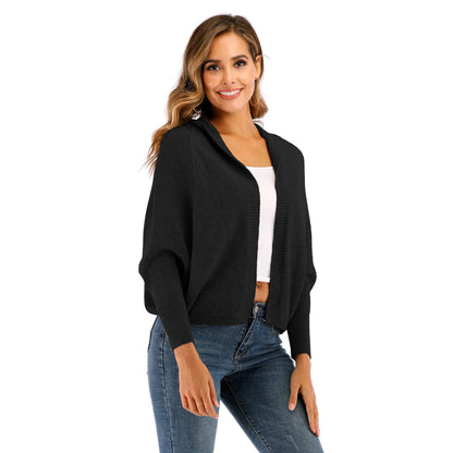 Damen lässige Strickjacke mit Kapuze und seitlichen Taschen Merchesia