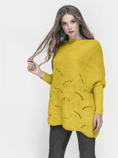 Damen Strickpullover mit luftigem Häkelmuster Merchesia
