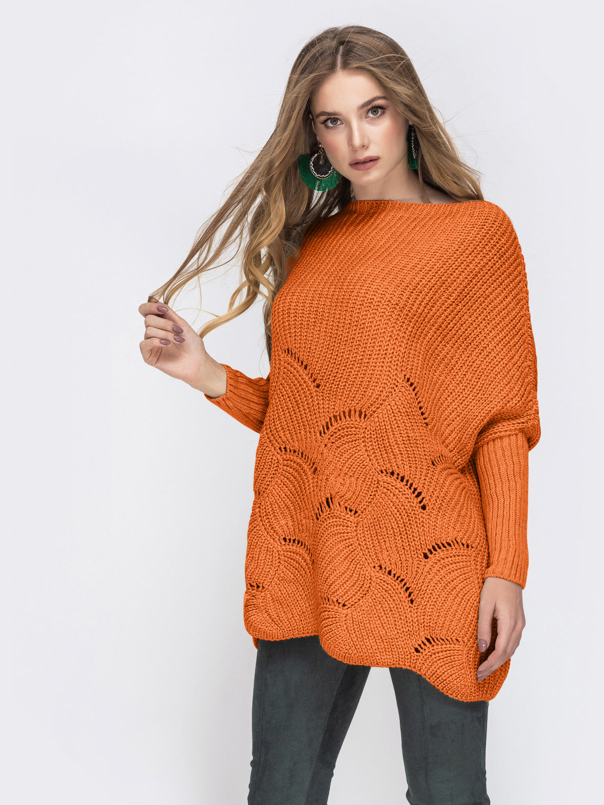 Damen Strickpullover mit luftigem Häkelmuster Merchesia