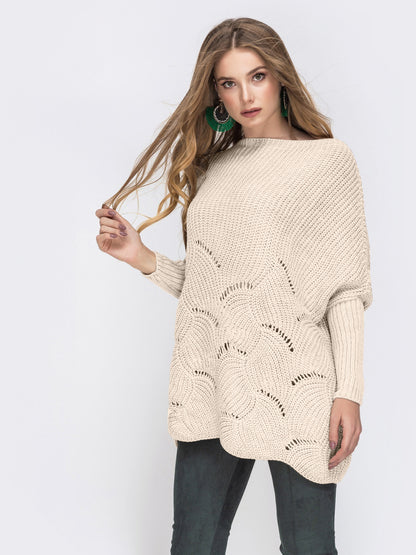 Damen Strickpullover mit luftigem Häkelmuster Merchesia