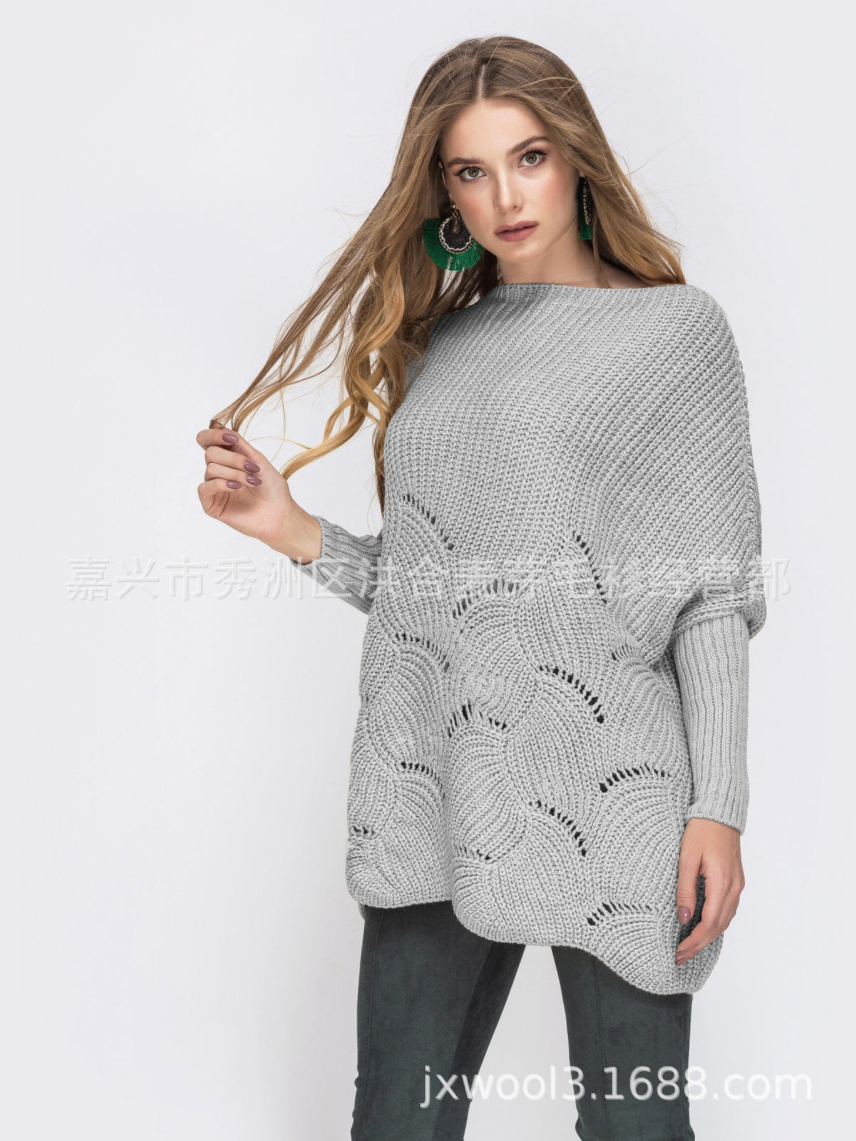 Damen Strickpullover mit luftigem Häkelmuster Merchesia