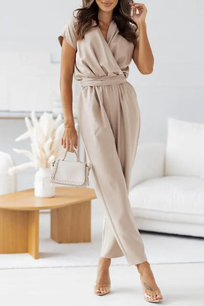 Merche V-Ausschnitt mit Gürtel Design Jumpsuit ideal für Party
