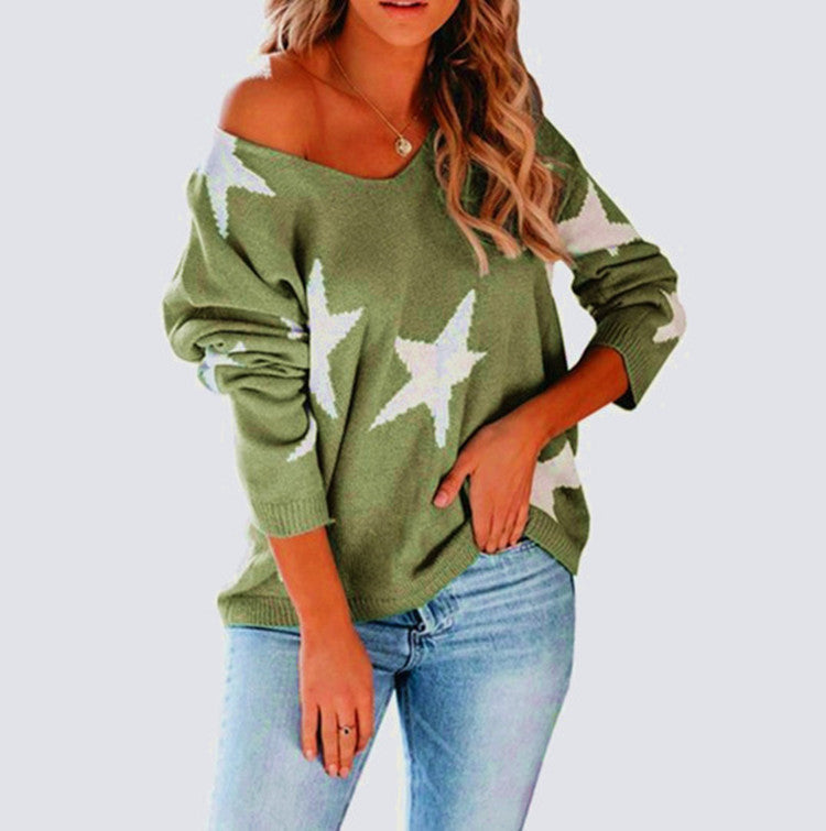 Damen lässiger Pullover mit modischem Sternenmuster Merchesia