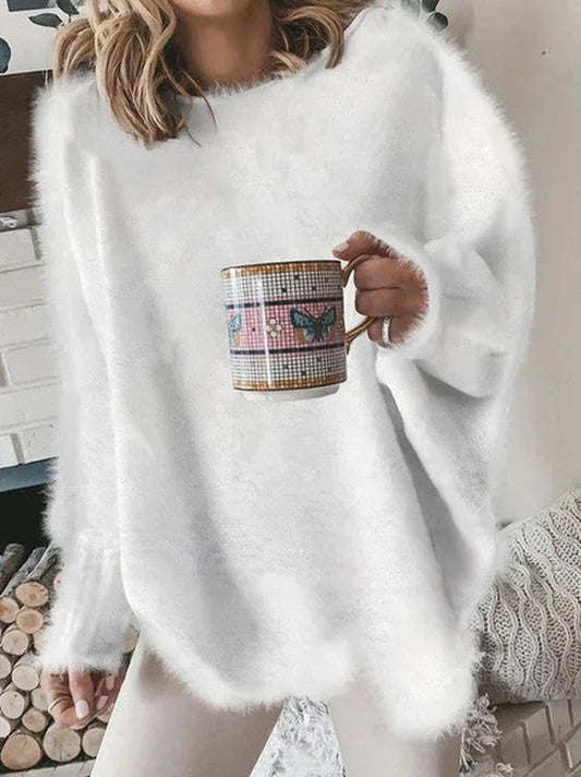 WW | Weicher Langarm Pullover Mit Rundhalsausschnitt