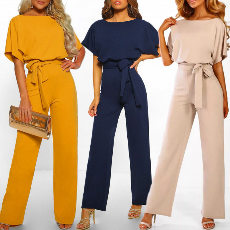 Merche einfarbiger Jumpsuit mit Knotengürtel