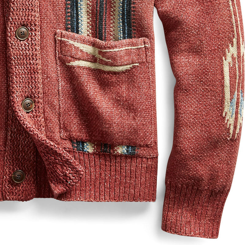 WW | Weinlese Jacquard Revers Langarm Strickjacke