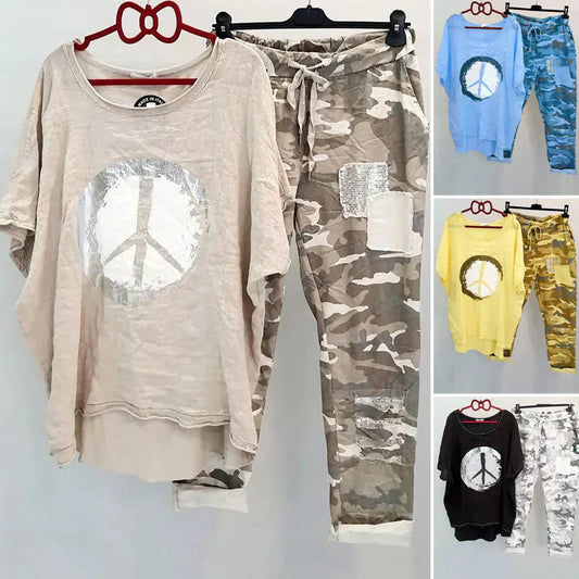 WW | Zweiteiliges Camouflage Outfit Für Damen Trendiges Outfit