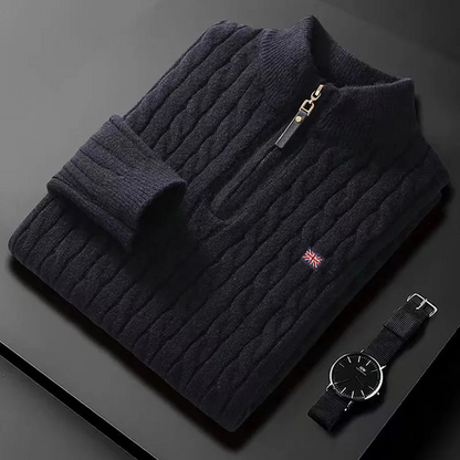 WW | Zopfstrick Pullover Mit Reißverschluss Herren Warm & Stilvoll