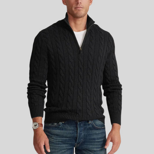 WW | Zopfstrickpullover Mit Reißverschluss