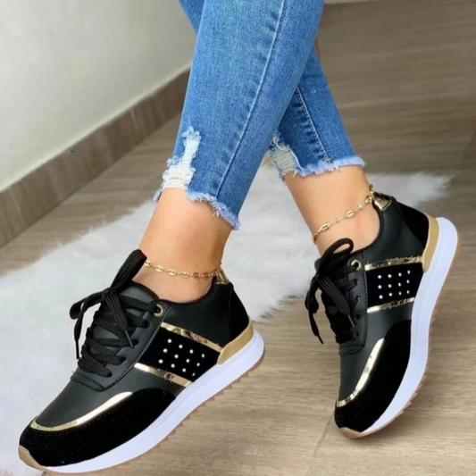 WW | Weiße Flache Leder Patchwork Weiche Sohle Damenschuhe