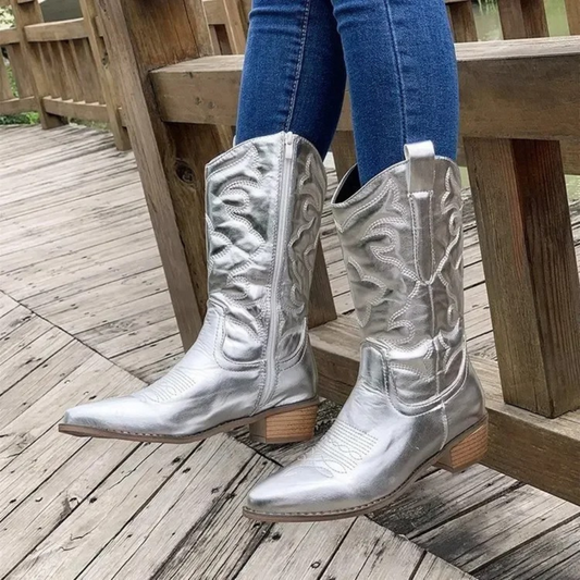 WW | Weiße Spitze Leder Weiche Damen Cowboystiefel