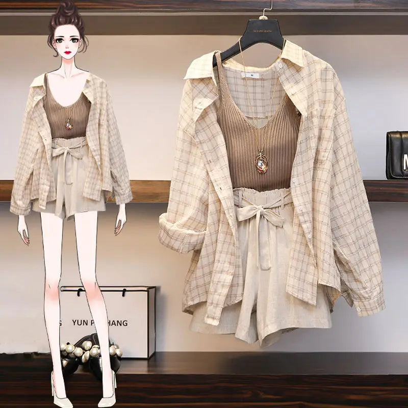 Merche Streetwear Set im Checkered Style mit Kordelzug