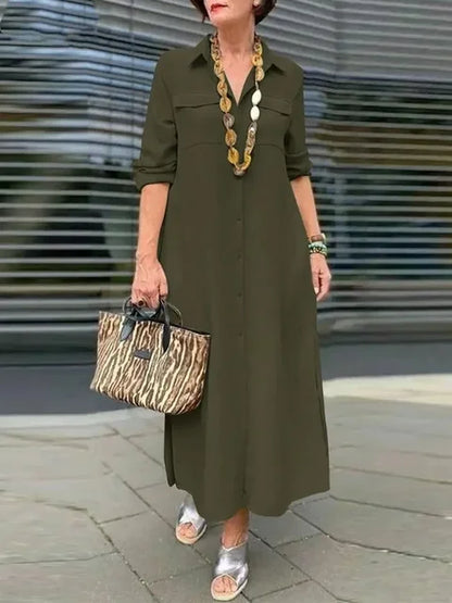 Einreihiges Kleid aus Leinen