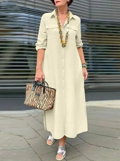 Einreihiges Kleid aus Leinen
