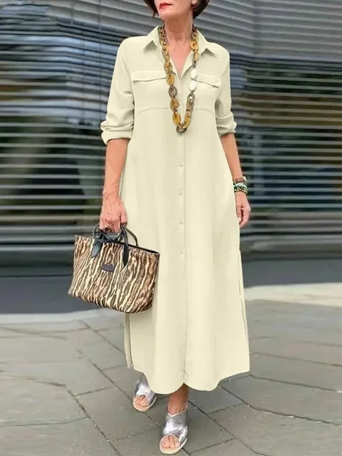 Einreihiges Kleid aus Leinen