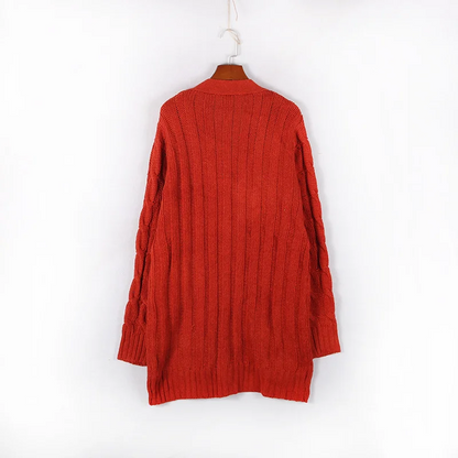 WW | Wollstrickjacke Damen Mit Zopfmuster Und Holzknöpfen, Lockere