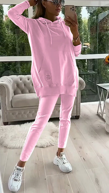 Merche Set bestehend aus einem einfarbigen Kapuzenpullover und gefütterten Leggings