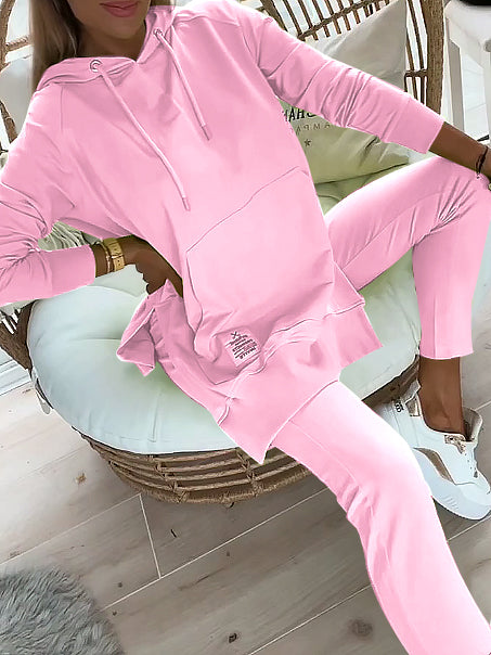 Merche Set bestehend aus einem einfarbigen Kapuzenpullover und gefütterten Leggings