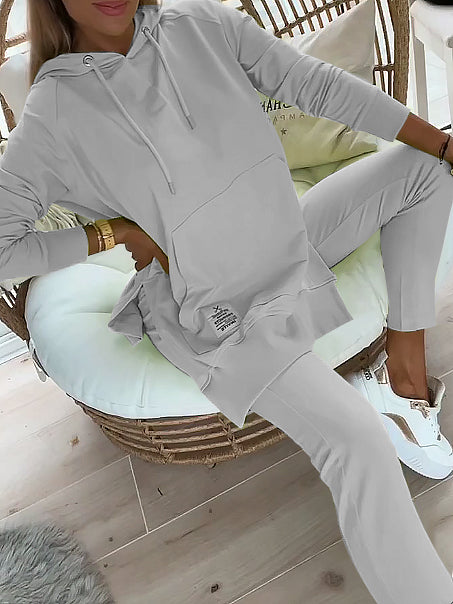 Merche Set bestehend aus einem einfarbigen Kapuzenpullover und gefütterten Leggings