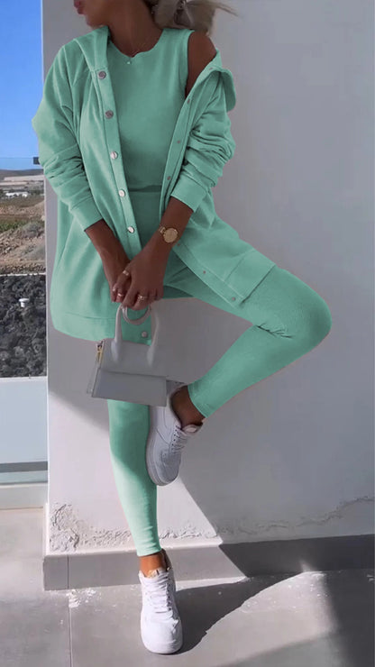 Merche Kapuzen-Sweatshirt-Set mit drei Teilen